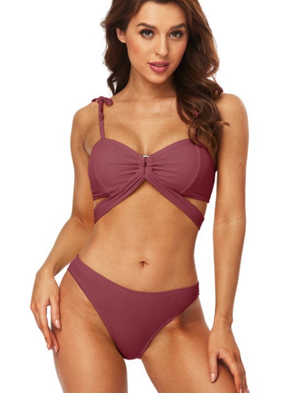 NWT Women’s Ribbed Mauve Two-Piece Bikini